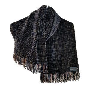 Nordstrom Scarf Dark Brown 10 x 66 inch Soft Chenille Made in USA Fringed